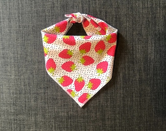 Strawberry Dog Bandana, Fruit Dog Bandana, Tie on Dog Bandana