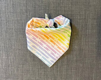 Summer Dog Bandana, Tie on Dog Bandana, Beach Dog Bandana, Rainbow Dog Bandana