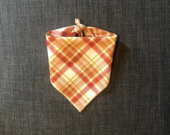 Hundbandana, Röd rutig hundbandana, Höstpläd, Guldrutig bandana, Knytband, Hösthundbandana