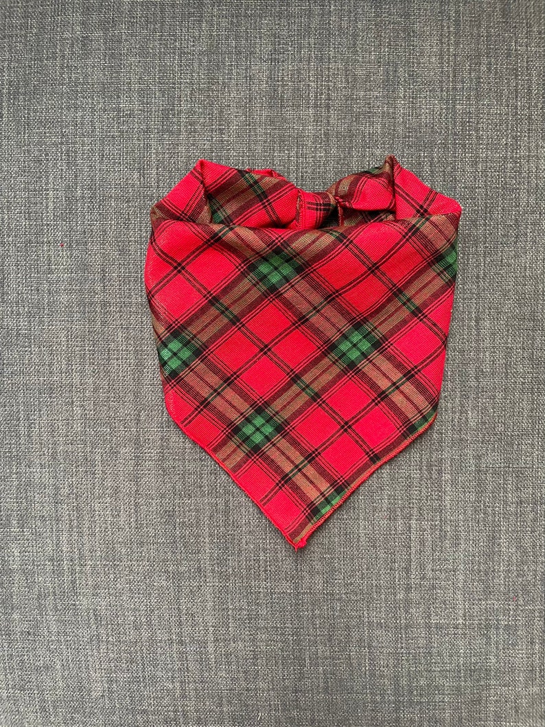 Christmas Dog Bandana Red Plaid Dog Bandana Tie on Bandana Etsy
