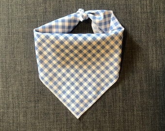 Gingham Dog Bandana, Tie on Bandana, Summer Dog Bandana, Blue Bandana