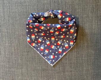 Dog Bandana, Popsicle Dog Bandana, Tie on Bandana, 4th of July Dog Bandana