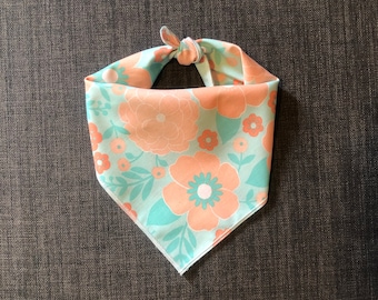 Dog Bandana, Pink Flower Dog Bandana, Tie on Dog Bandana, Summer Dog Bandana