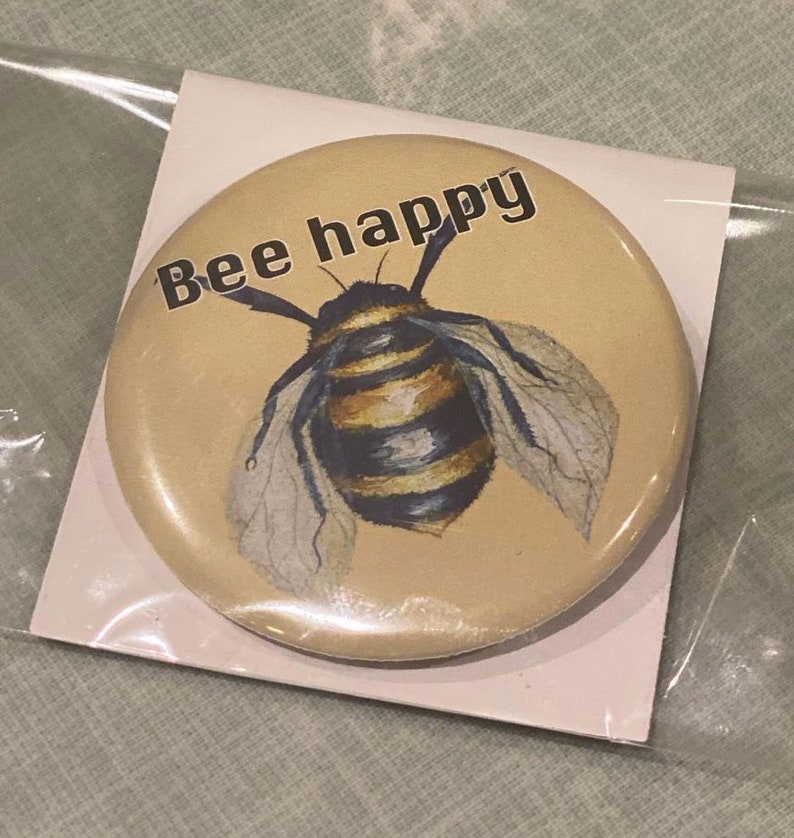 Bee button badge bee lover bee gift bee pin badge bee decoration