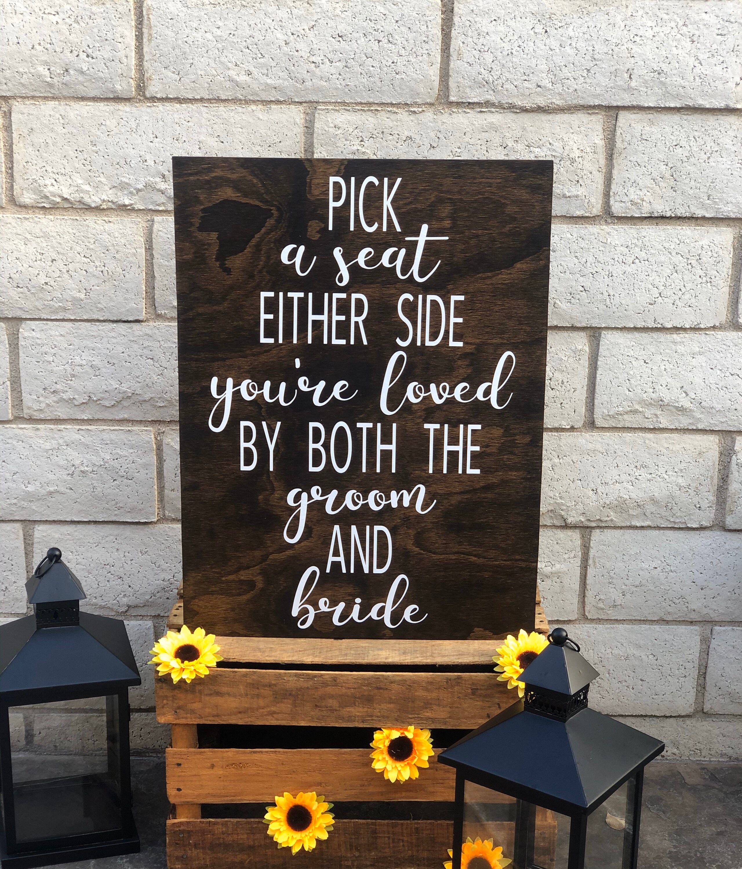 Blue Rustic Wood Friends Of The Groom And Bride No Seating Plan Wedding Sign