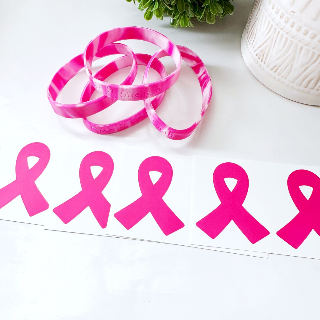 Pink Ribbon Support Breast Cancer Awareness Silicone Bracelet Stickers ...