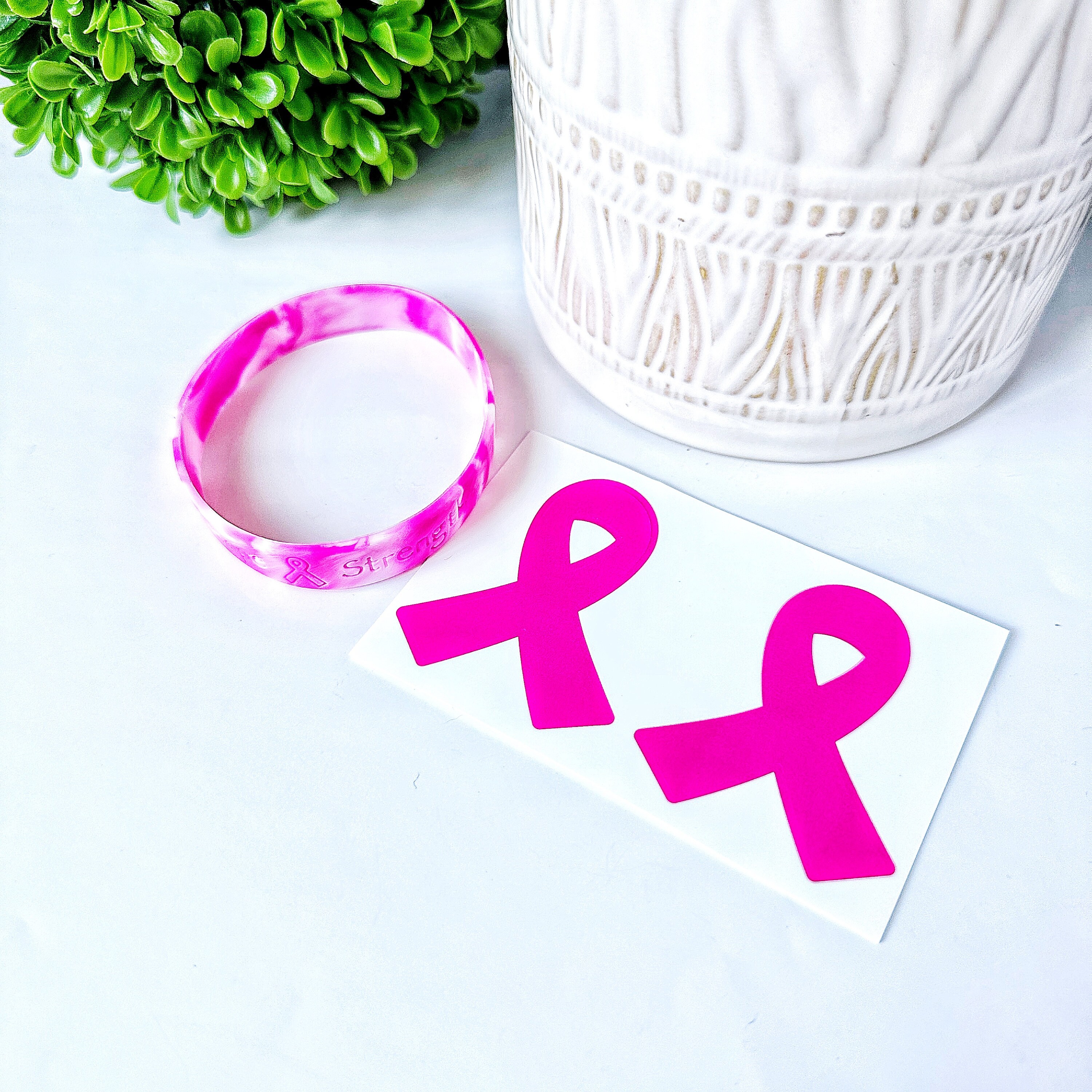 Pink Ribbon Support Breast Cancer Awareness Silicone Bracelet Stickers ...