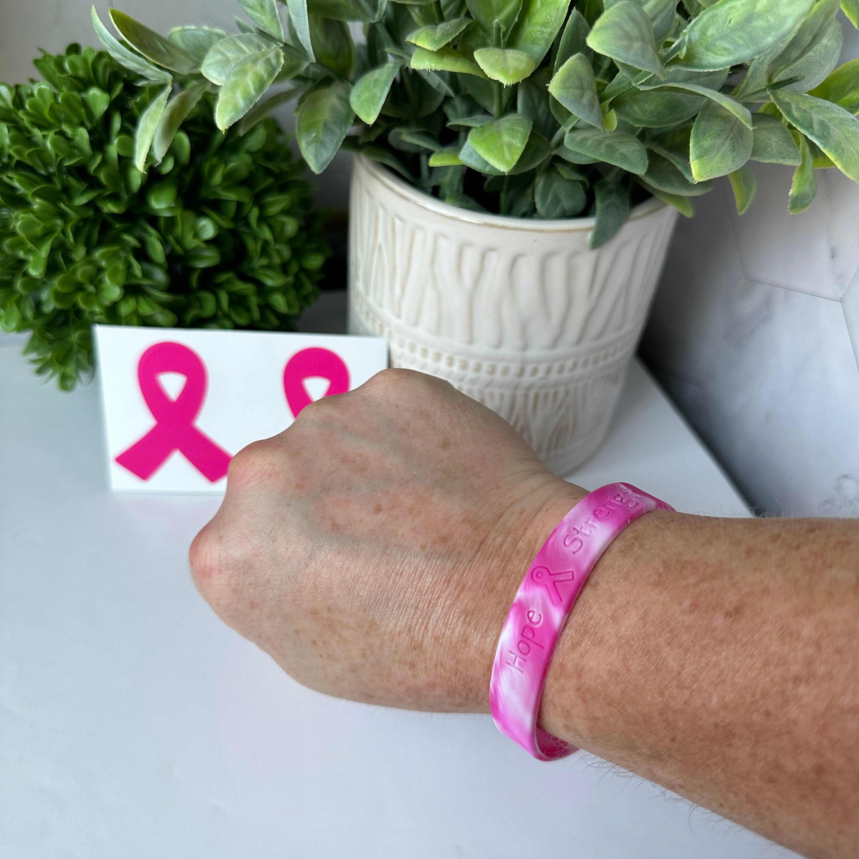 Pink Ribbon Support Breast Cancer Awareness Silicone Bracelet Stickers ...