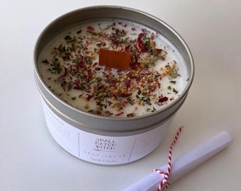 16 oz SPELL CANDLE in Metal Tin - Hand-poured Soy Wax w/ Crackle Wick - Ritual Candle Collection