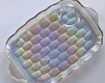 VINTAGE Bubble Tray - Carnival Style Federal Glass - Iridescent Glass Ritual Tray