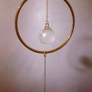 GOLD MOBILE IV w/ Glass Prism - Prism Mobile - Opalescent Czech Glass Accent