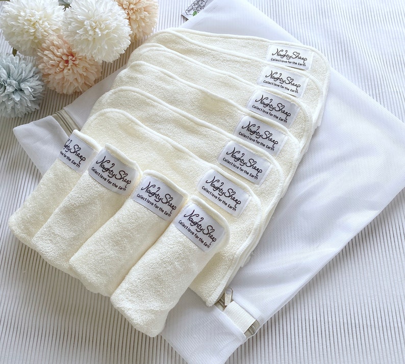 20pcs Reusable Washable Nature Baby Bamboo Cloth Wipes With Mesh Washing bag image 1