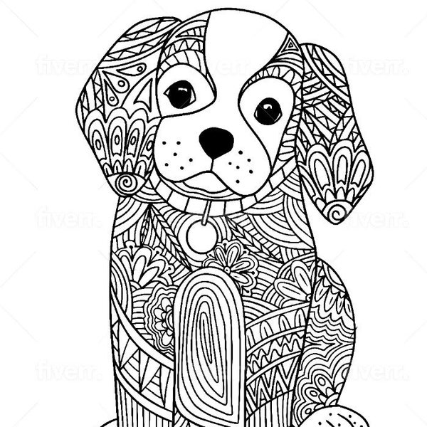 Dog Coloring Book, Intricate Designs, Stress relief, Relaxing, Mandala, Dog Lovers, Dog Gift Idea, Birthday Gift Idea, Illustrations