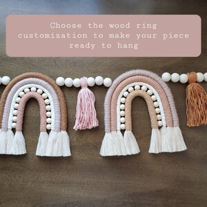 Chunky Boho Rainbow Garland Macrame Rainbow Tassel and Wood Bead Garland Nursery Decor Earth Tone Pregnancy Announcement birthday decor image 3