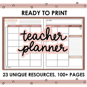 Printable Teacher Planner (UNDATED) Neutral Stars