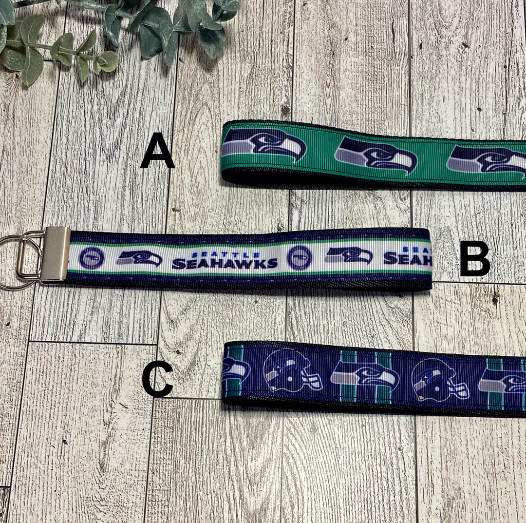 Seattle Seahawks Keychain Wristlet | Handmade Team Spirit Key Fob - Etsy