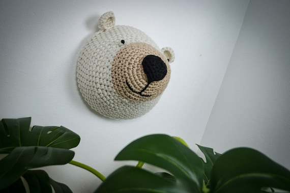 White Bear Crochet Animal Head Wall Hangings 