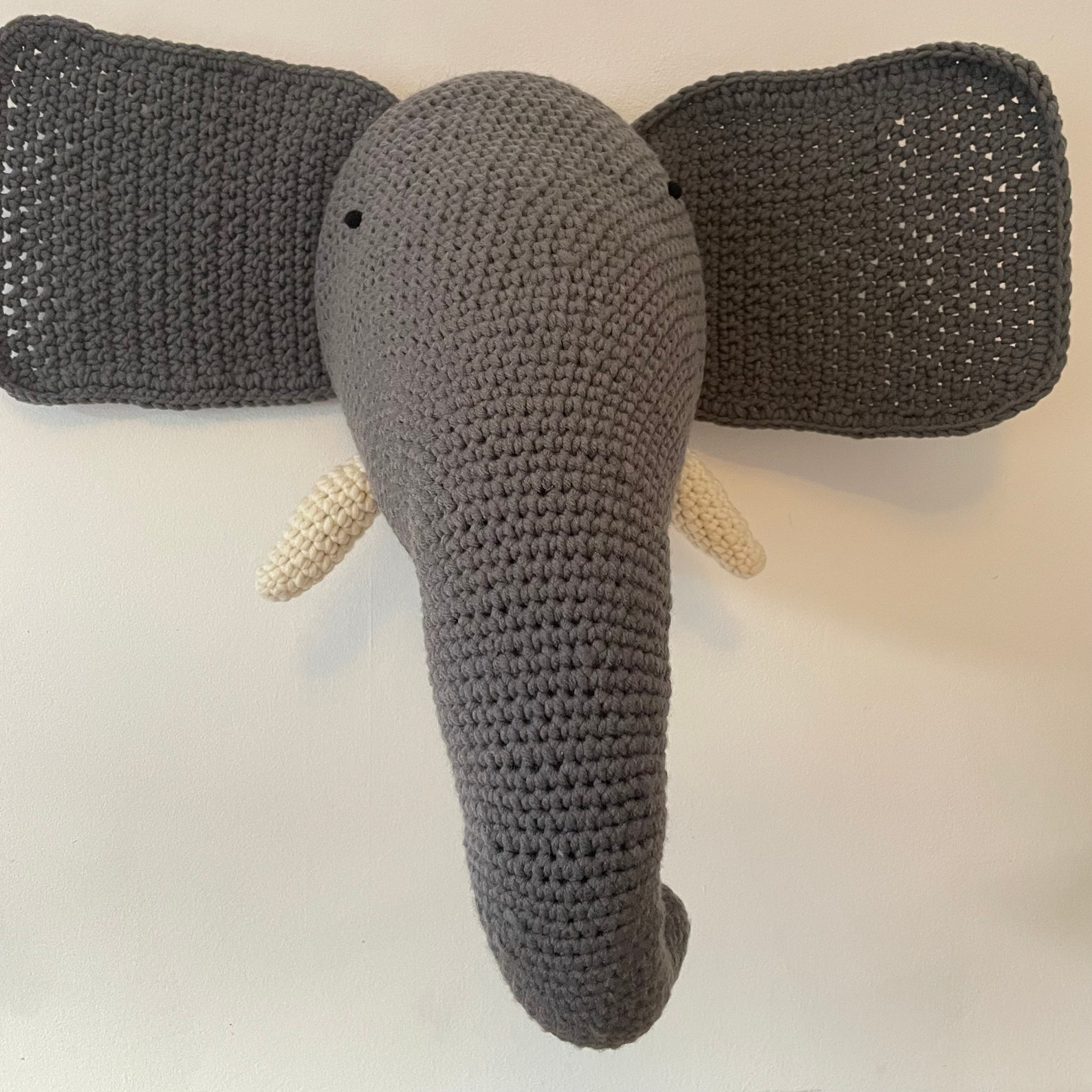 Elephant Crochet Animal Head Wall Hanging Etsy
