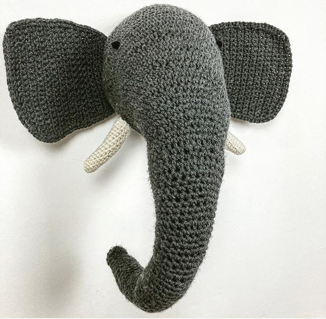 Elephant Crochet Animal Head Wall Hanging Etsy