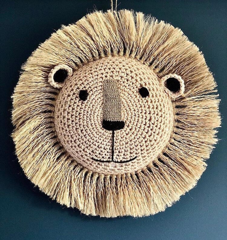 Large Lion Crochet Animal Head Wall Hanging Etsy UK