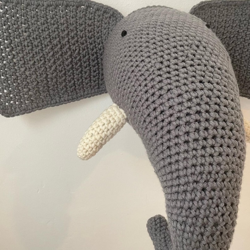 Elephant Crochet Animal Head Wall Hanging Etsy