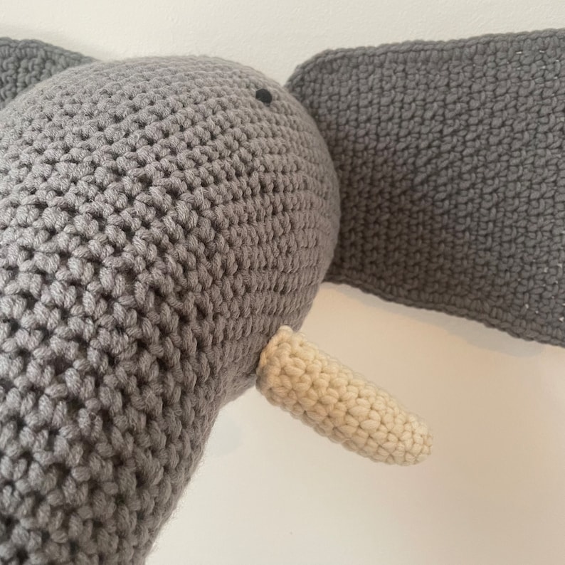 Elephant Crochet Animal Head Wall Hanging Etsy