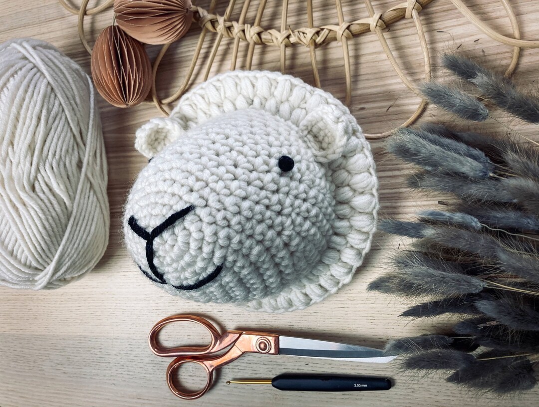 Lamb Crochet Animal Head Wall Hanging Etsy