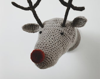 Reindeer - Crochet Animal Head Wall Hanging