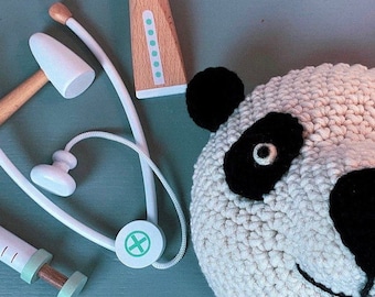 Panda Bear - Crochet Animal Head Wall Hanging