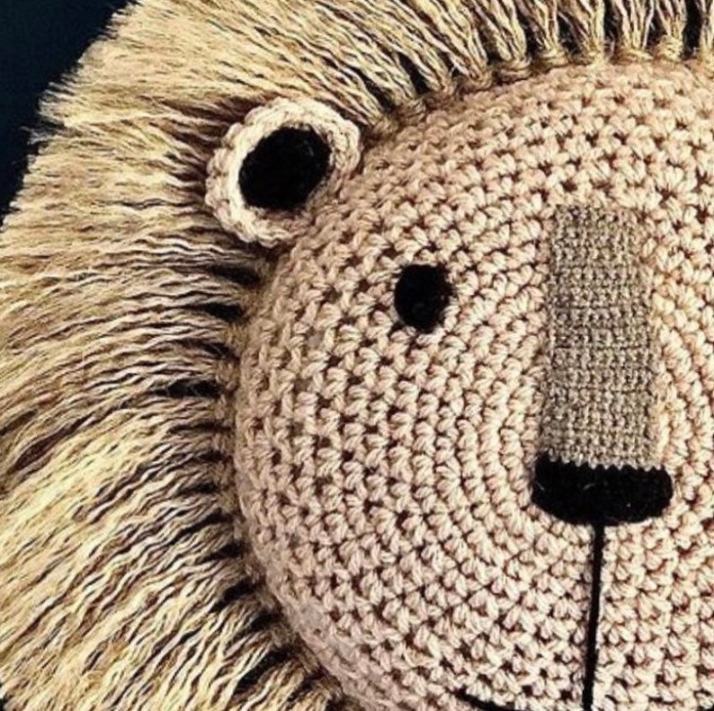 Large Lion Crochet Animal Head Wall Hanging Etsy
