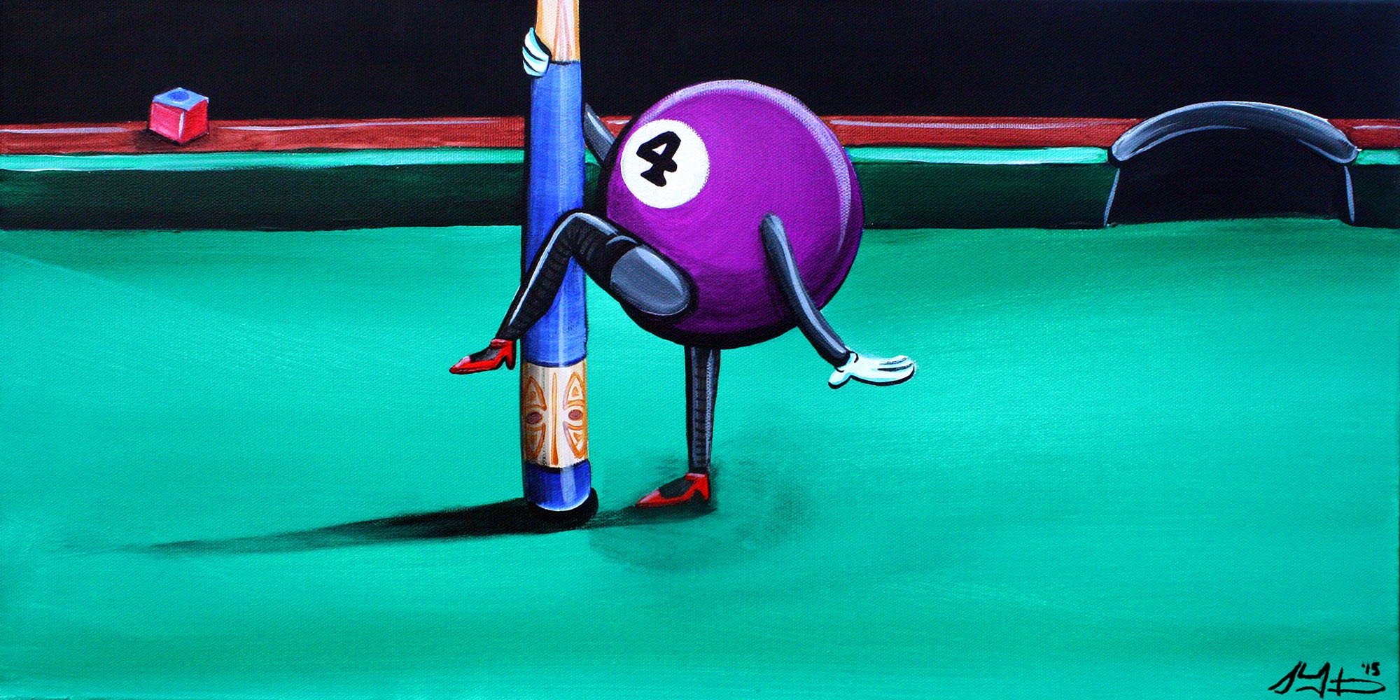 Whimsical Billiards Art Pool Dancer Hilarious Game Room Art Etsy UK