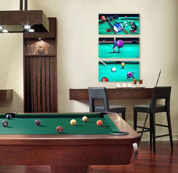 Whimsical Billiards Art Pool Dancer, Hilarious Game Room Art Print