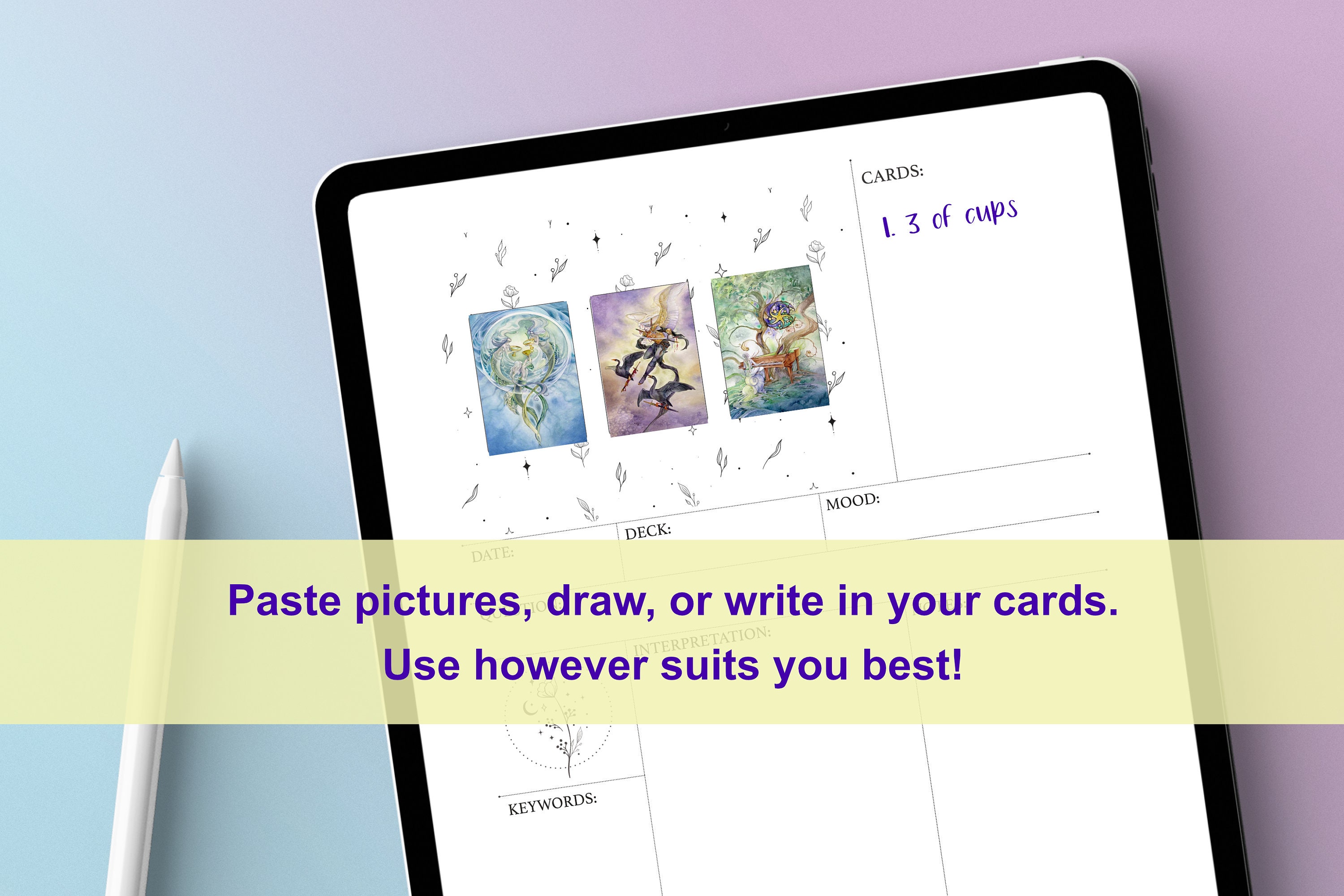 Printable Tarot Journal - 3 Card Spread - Instant Download - Etsy