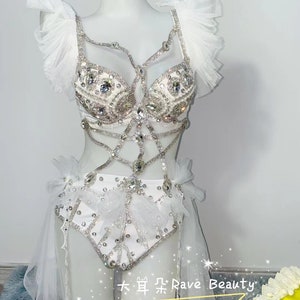 Diamond Rave Bra, EDC Rave Outfit, Fantasy Black/white Knight Costume ...