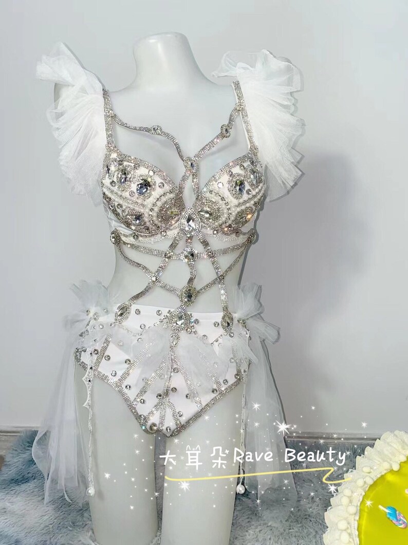 Diamond Rave Bra EDC Rave Outfit Fantasy Black/white Knight - Etsy