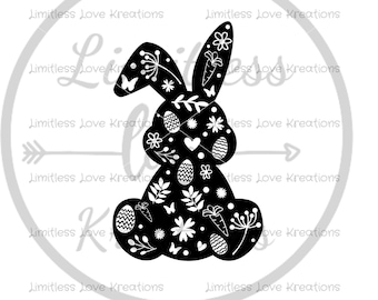 Easter Bunny SVG-Popular Easter SVG-Popular Spring SVG-Spring sag-easter Bunny Shape svg-bunny with flower svg-rabbit svgs-easter digital