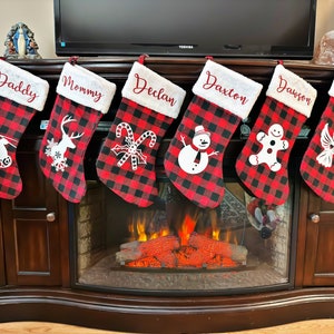 Plaid Christmas Stockings-Flannel Christmas Stockings-Christmas Stockings-Personalized Christmas Stockings-Stockings with Names-Xmas 2023