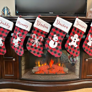 Plaid Christmas Stockings-Flannel Christmas Stockings-Christmas Stockings-Personalized Christmas Stockings-Stockings with Names-Xmas 2023