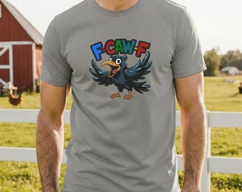 Camiseta F-Caw-F, Camiseta engraçada e atrevida do Corvo Galo, Camiseta com arte de pássaro gótico, Camiseta engraçada do Corvo, Camiseta do Corvo Negro ao Luar, Presente do Corvo Atrevido