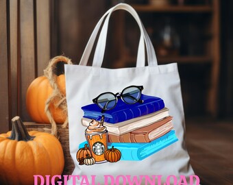 Alles geboekt voor de herfst: png-boeken en koffiesublimatie-schattig boekenliefhebber png-herfst-boekentas met print en gesneden boekentas png-boekentas herfst png