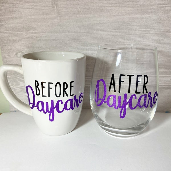 Daycare Appreciation Gift-Daycare Mug Wine Glass Gift Set-Daycare Gift Set-Daycare Gifts-Daycare Christmas Gift-Babysitter Gift-Teacher Gift