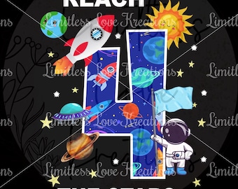 Erreich 4 die Sterne PNG-Reichweite 4 die Sterne digitale Datei-Space Geburtstag PNG-Space 4.Geburtstag PNG-Mond Geburtstag digitale Datei-4.Geburtstag Thema