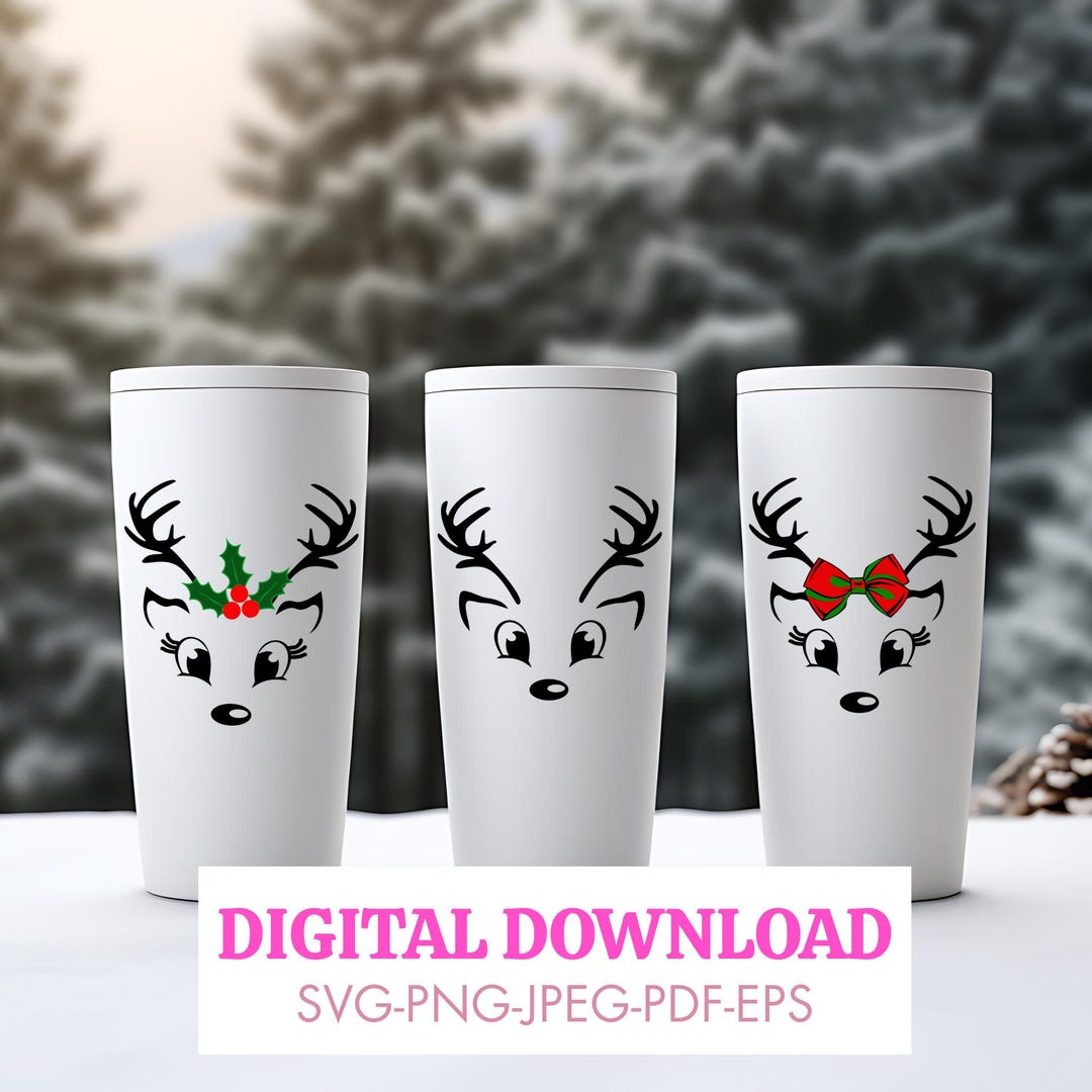 Reindeer Face Svg-reindeer Faces Cut File-popular Christmas Svg ...