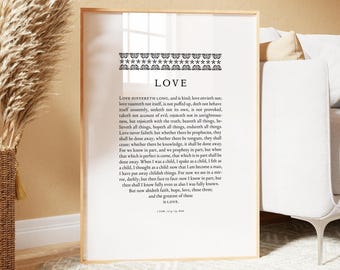 1 Corinthians 13 Typography Print: Bible Verse Wedding Gift (Digital Download)