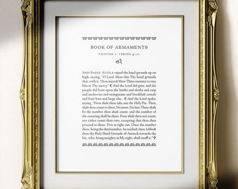Monty Python Holy Hand Grenade Art Print, Book of Armaments (Digital Download)