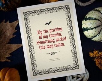 Macbeth Halloween Print: Shakespeare Quote, Gothic Typography (Digital Download 8.5x11 JPEG Files)