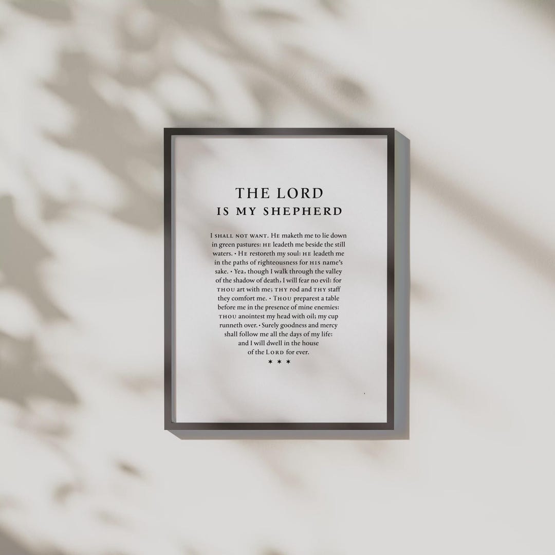 Psalm 23 Bible Verse Print: Classic Typography, Christian Wall Art ...