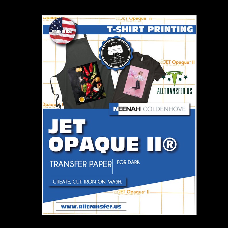 Jet Opaque II\u00a0Neenah Inkjet\u00a0Heat Transfer Paper 8.5 x 11 100 Sheets