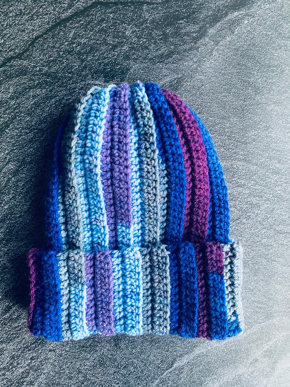 Purple and Blue Beanie | Etsy