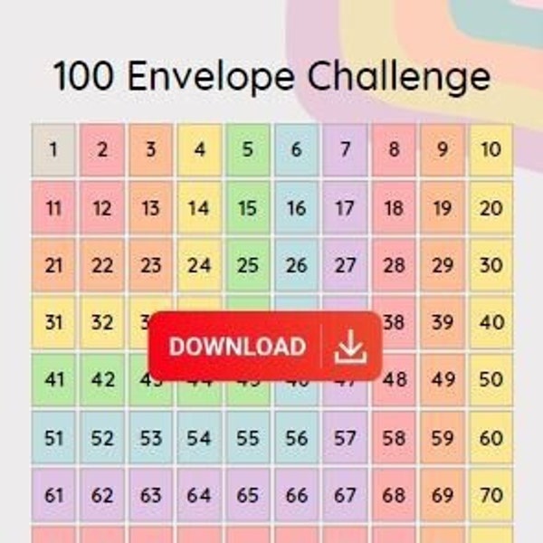 100 Envelope Challenge Rainbow - Digital Download